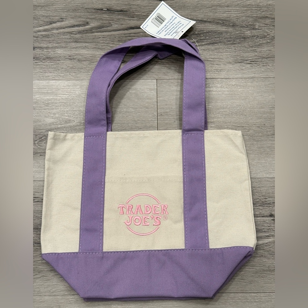 TRADER JOE’S Mini Canvas Tote Bag Pastel Purple